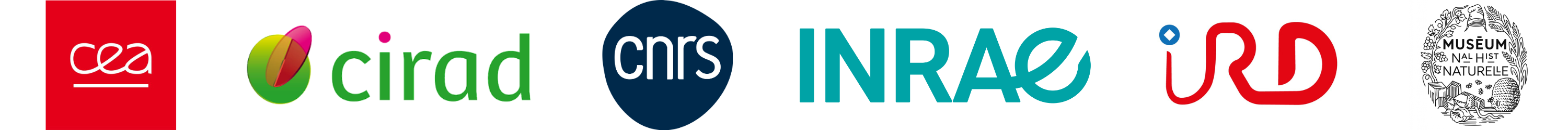 Logo CEA, Cirad, CNRS, INRAE, IRD, MNHN