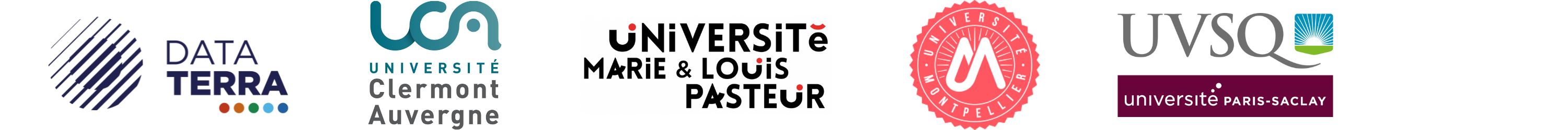 Logo DataTerra, UCA, UMLP, U.Montpellier et UVSQ