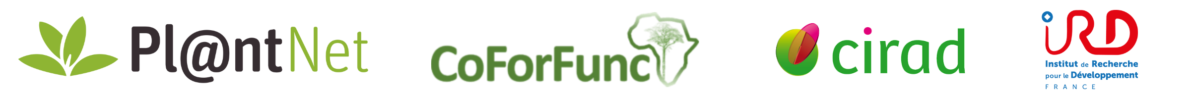 Logo Pl@ntNet, CoForFunc, CIRAD and IRD