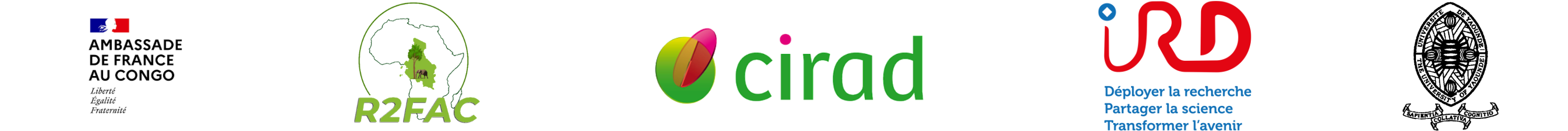 Logo Amb. Congo, R2FAC, Cirad, IRD et UY-1 Logo Amb. Congo, R2FAC, Cirad, IRD et UY-1