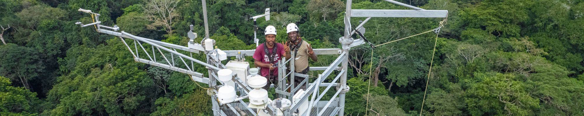 Photo en haut d'une tour à flux en Afrique