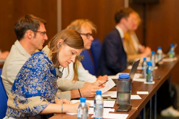 Virginia Zaunbrecher (CBI), Nicolas Barbier (OFVi) and Simon Lewis (CBSI) gathered during the working session on synergies between scientific initiatives in the Congo Basin